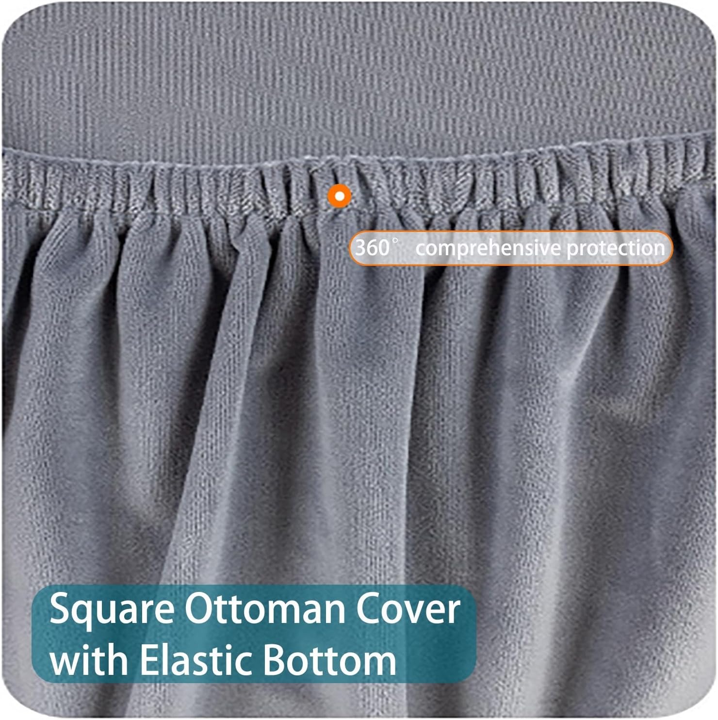 Stretch Velvet Square Ottoman Cover 24" to 39", Universal Fit Slipcover for Footrest Pouf & Hassock, Soft Washable Furniture Protector, Custom (Beige,36"x36")