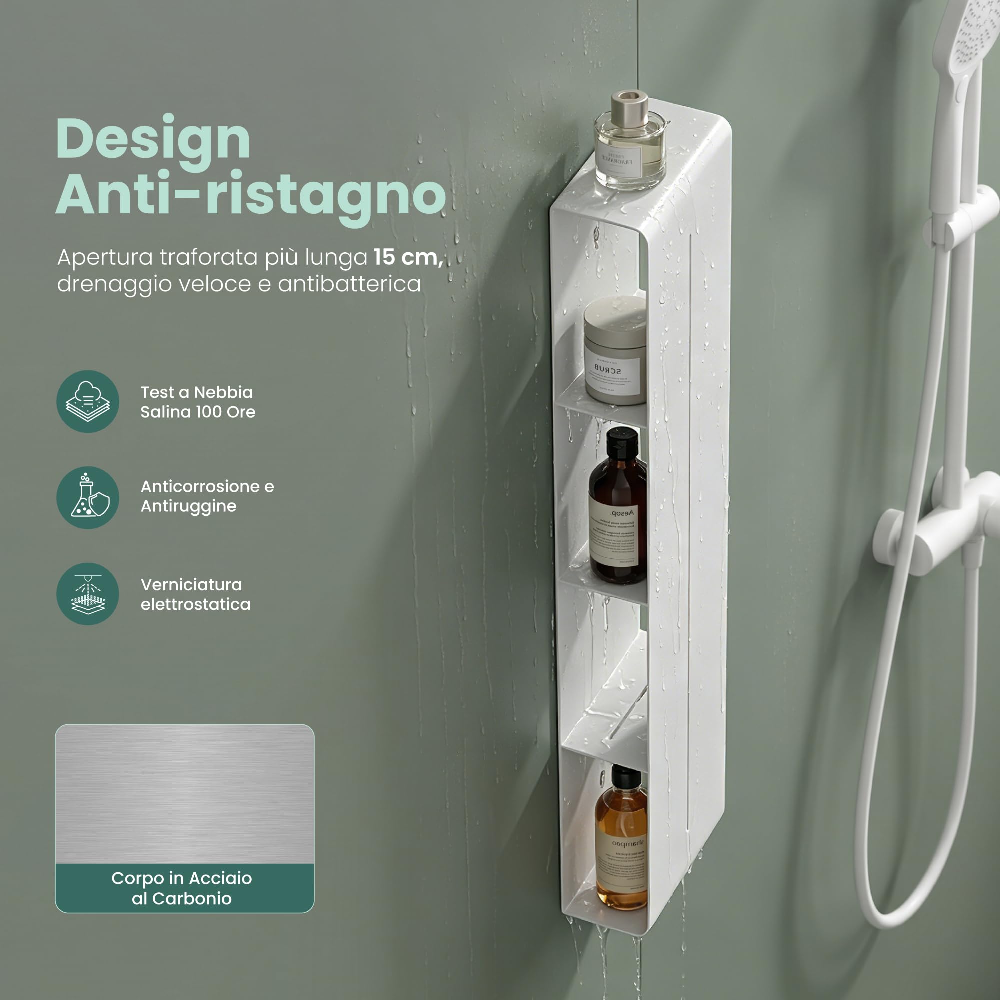 Mai & Mai Mensola da Bagno Multifunzionale, Bianco