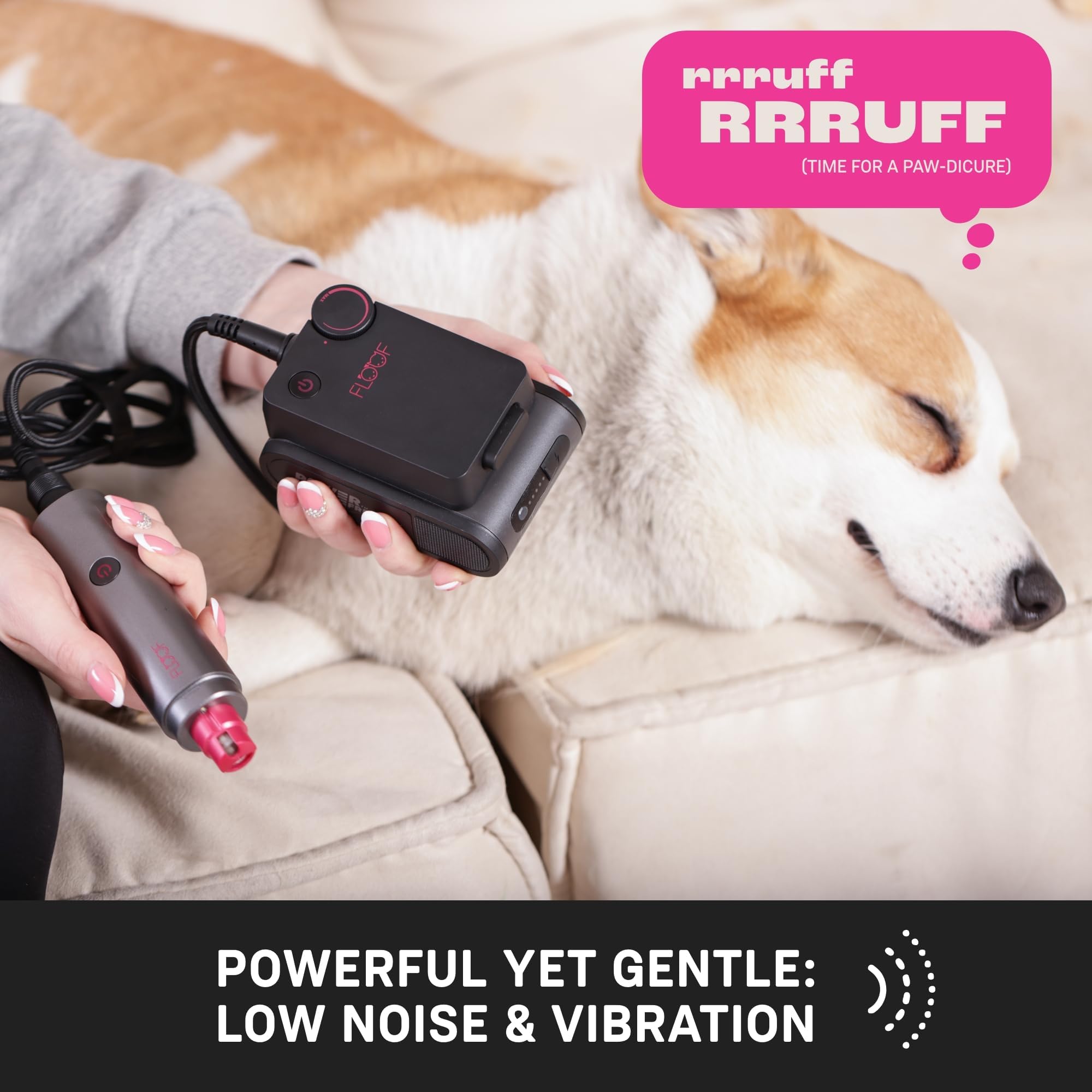 FLOOF Cortaúñas para perros para aseo y amoladora de uñas para perros, kit profesional de aseo para perros para experiencia similar a un salón, libertad Powershare de 20 V, sistema portátil de aseo