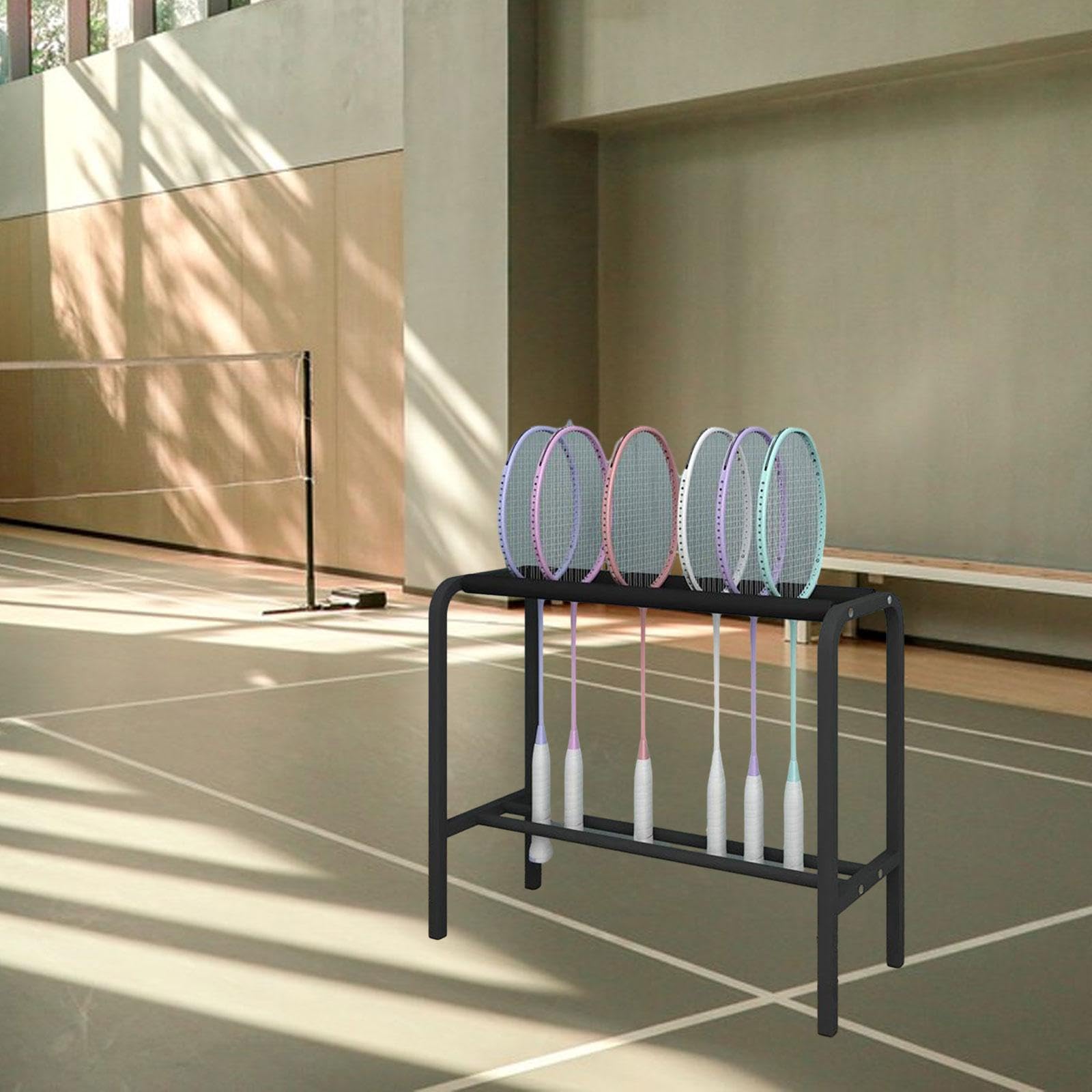 QSTDGVPW Badminton Racket Storage Rack Tennis Racket Display Rack Easy to Install Multipurpose Organizer, Black