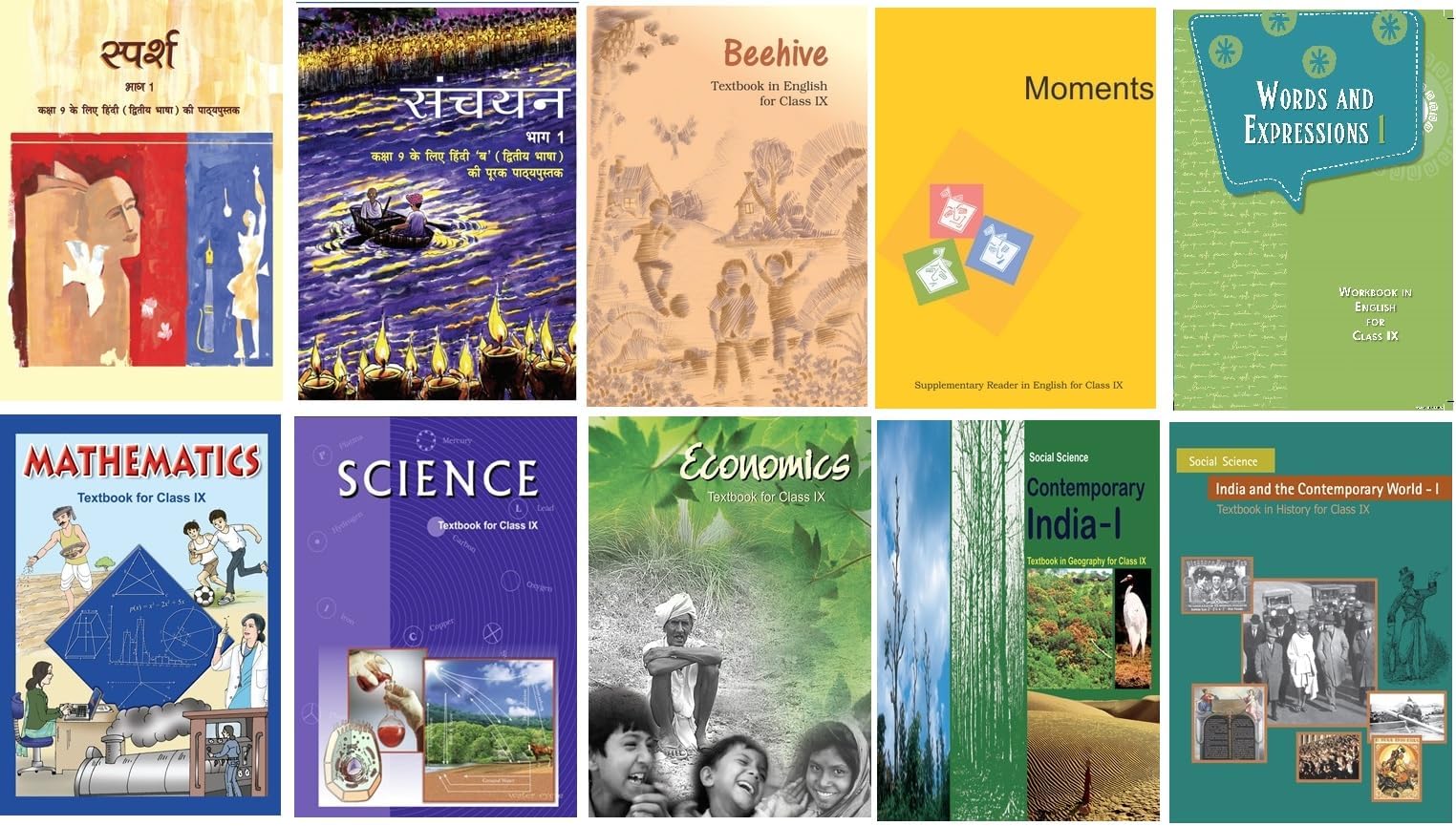 NCERT Textbook for Class-IX Sparsh Part-I| Sanchayan Part - 1 | Beehive | Moments | Words and Expressions-I | Mathematics | Science | Economics | ... - I | 10 Books Set | Latest 2025-26 Edition