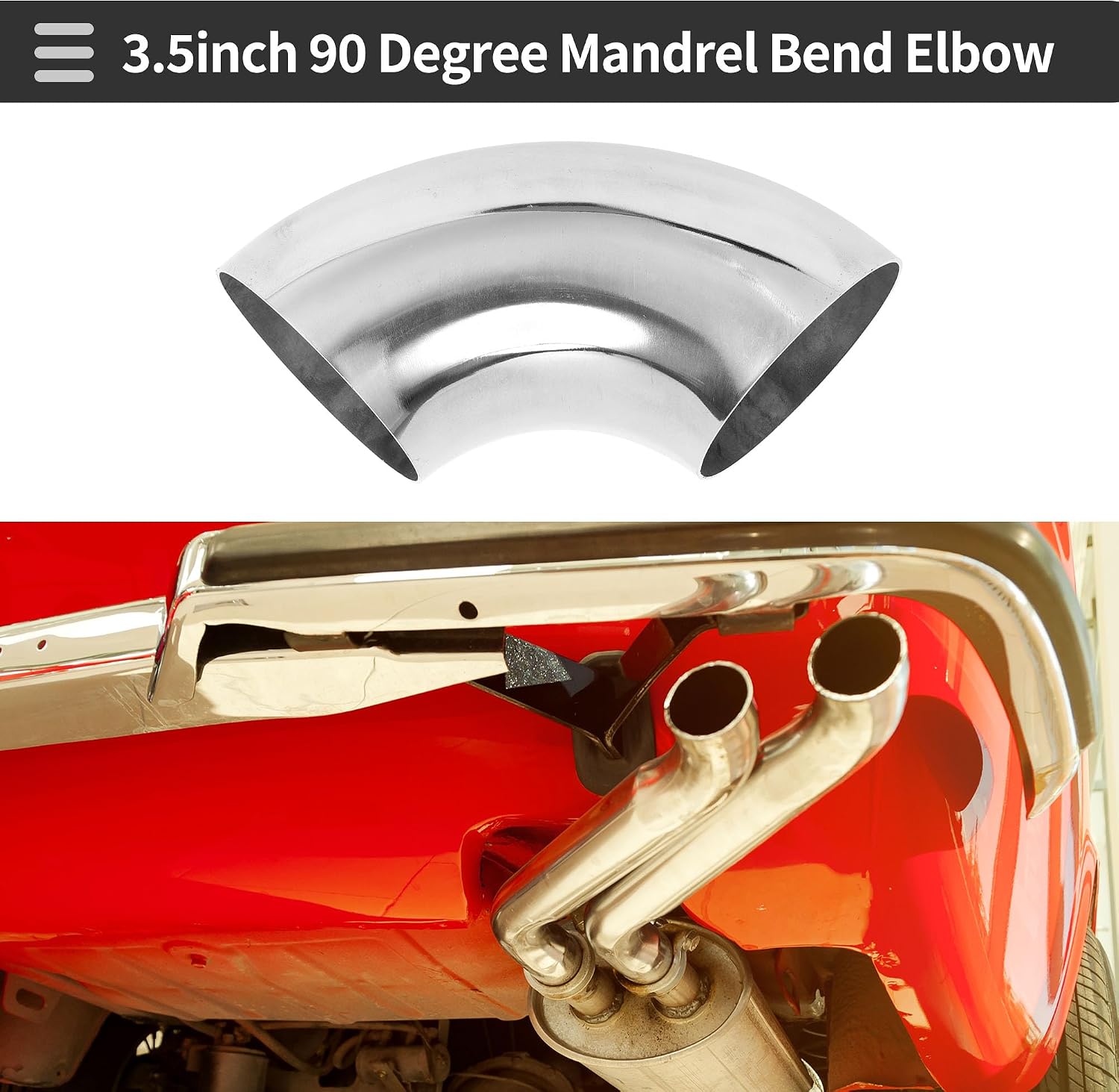 Motoforti 4 Pcs 90 Degree Mandrel Bend Elbow Car Modified Exhaust Pipe Tubing Piping 3.5" Inch OD Thickness 1.5mm/16GA 89x230x1.5mm 201 Stainless Steel 2pcs