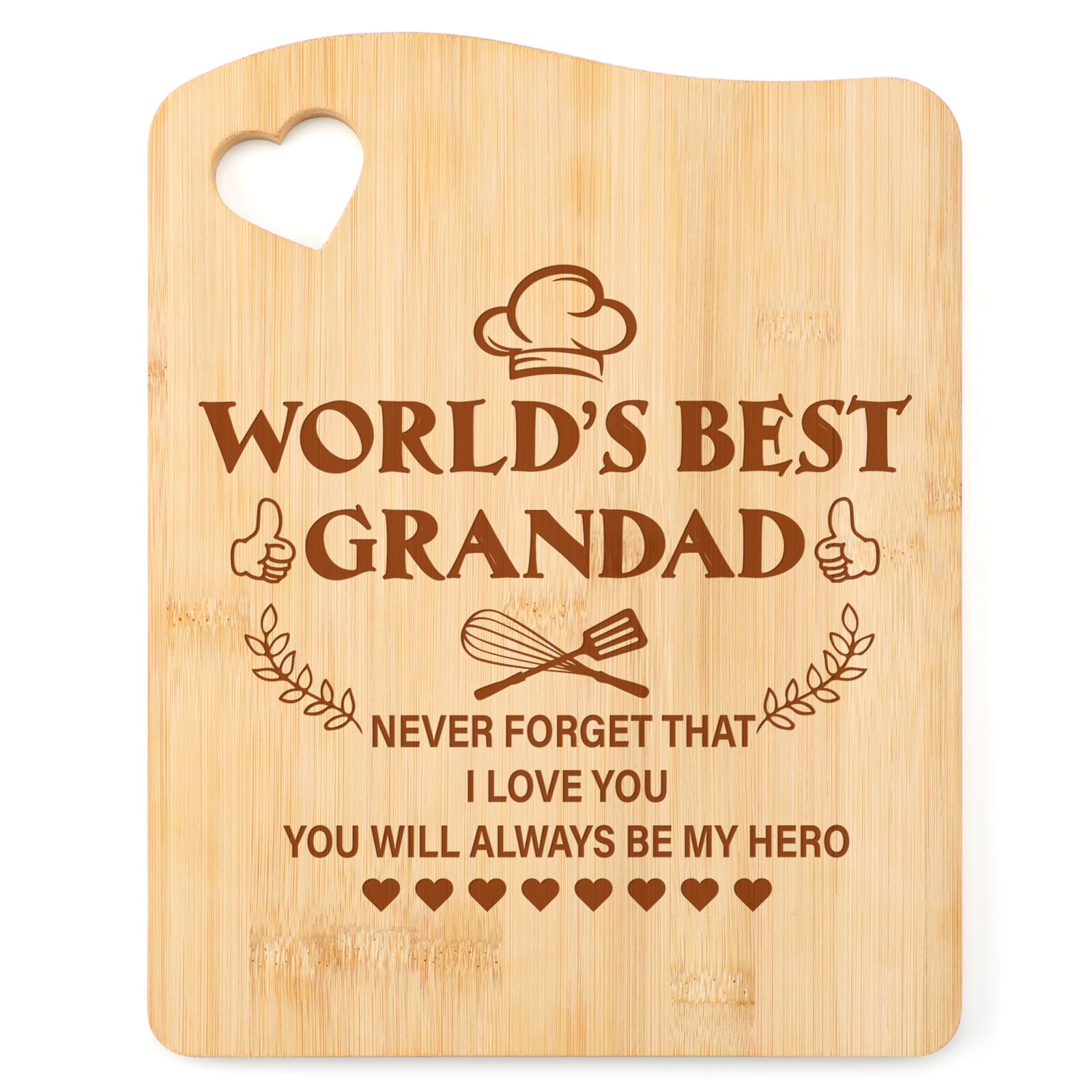 Tulolvae Grandad Gifts, Bamboo Chopping Board Birthday Presents for Grandpa, Christmas Fathers Day Thank You Gift for Grandfather from GrandChildren, Valentines Day Xmas Home Kitchen Gifts for Grandad — image 1
