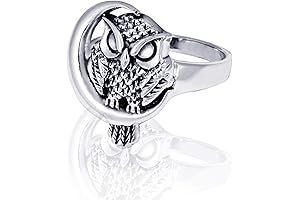 Sterling Silver Plated Alloy Owl with Crescent Moon Women's Ring