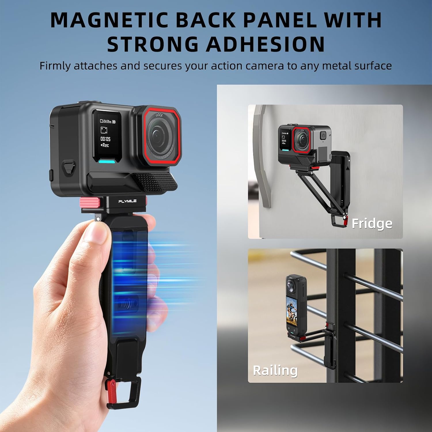 BRDRC X6 Magnetic Quick Release Tripod Stand, Aluminum Alloy Mini Table Mount for Insta360 X5/Ace Pro 2, 180° Adjustable Desktop Holder with 1/4" Threaded Hole, Arca-Swiss & Foldable Hook Accessories