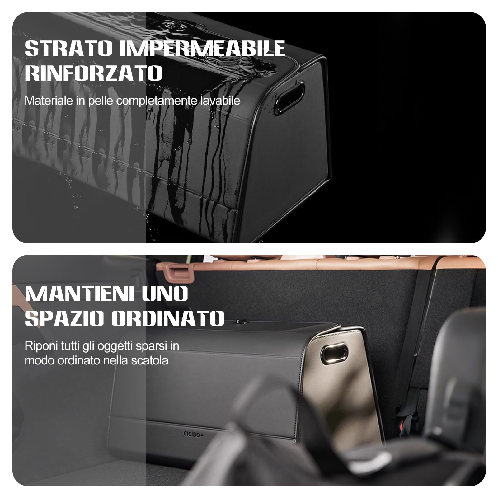 Ergocar Opvouwbare Multi Compartiment Auto Organizer met Verwijderbare Partitie, Antislip Bodem, Waterdichte Duurzame Multifunctionele Auto Koffer Netjes