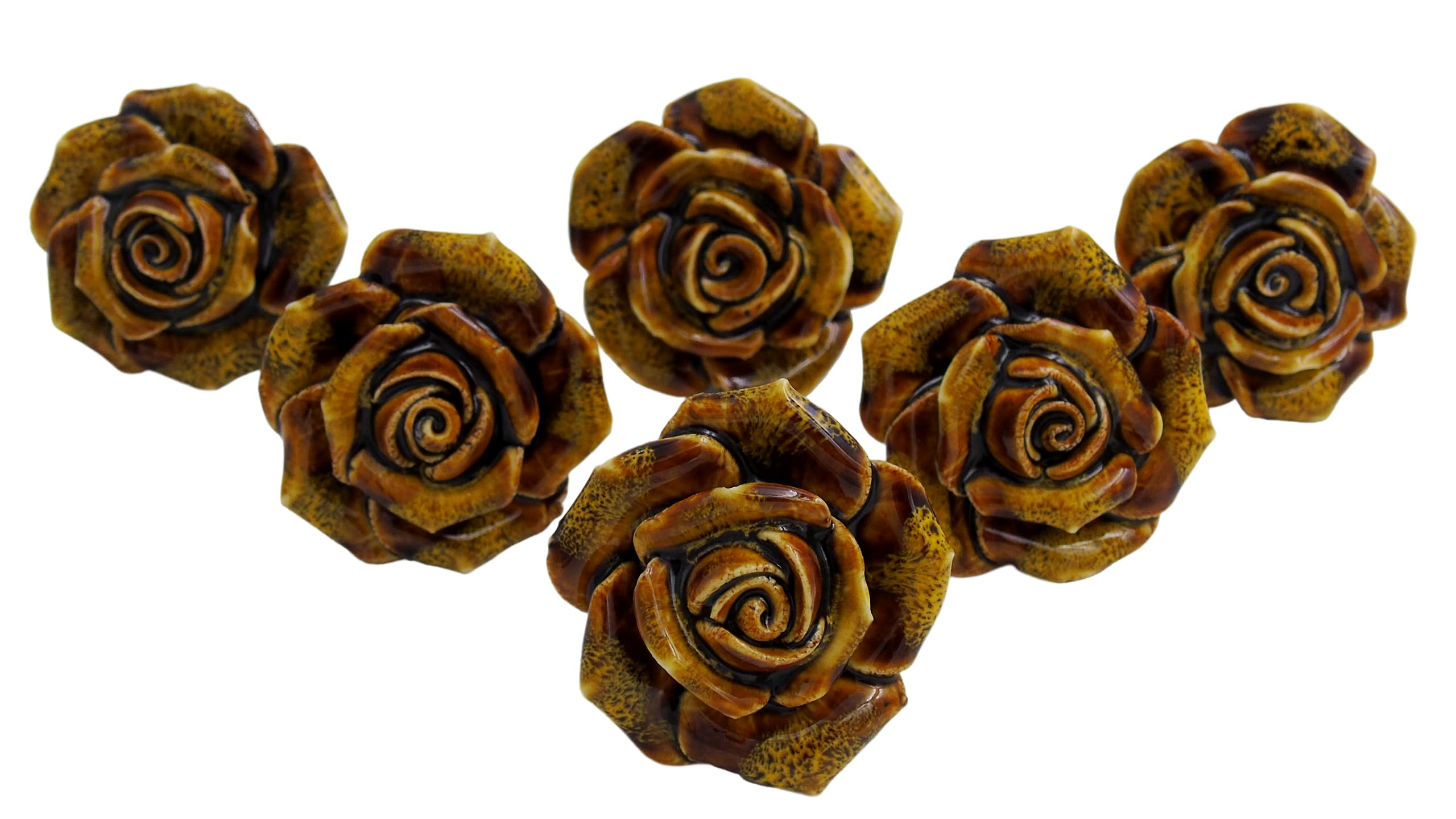 Vintage Keramik Knöpfe Mit Rosenmotiv – Set Mit 6 Stück + Schrauben, Für Schubladen & Möbel