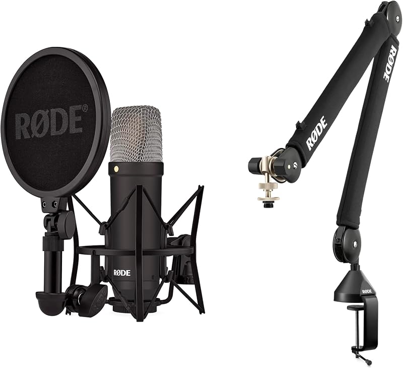 RØDE NT1 Signature Series Condenser Microphone Bundle with SM6 Shockmount, Pop Filter, PSA1+ Studio Arm, and Cable Management