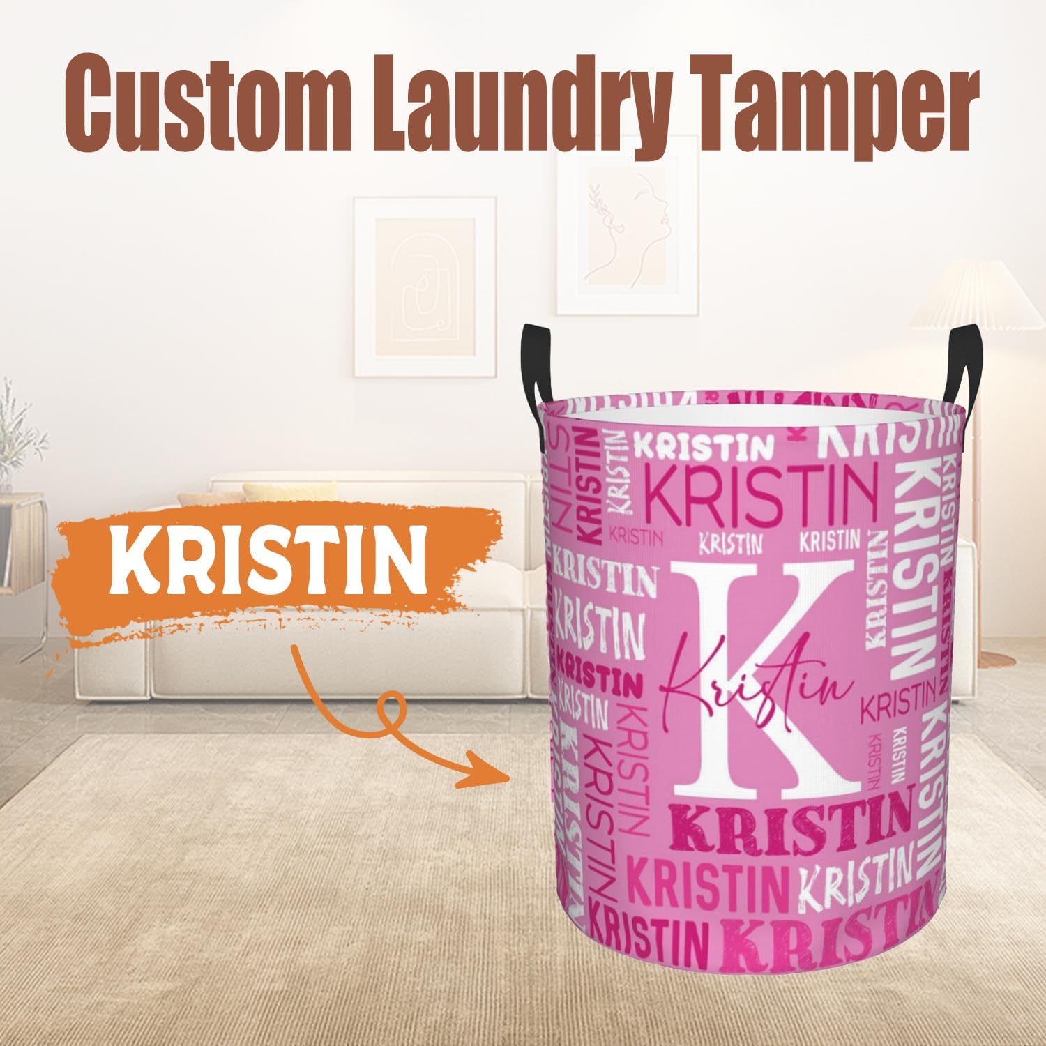 Custom Name Laundry Hamper, Personalized Laundry Basket with Name for Baby Boys Girls, Customized Collapsible Dirty Clothes Hamper Storage with Handles for Bedroom Bathroom Dorm Room Decor - Image 2