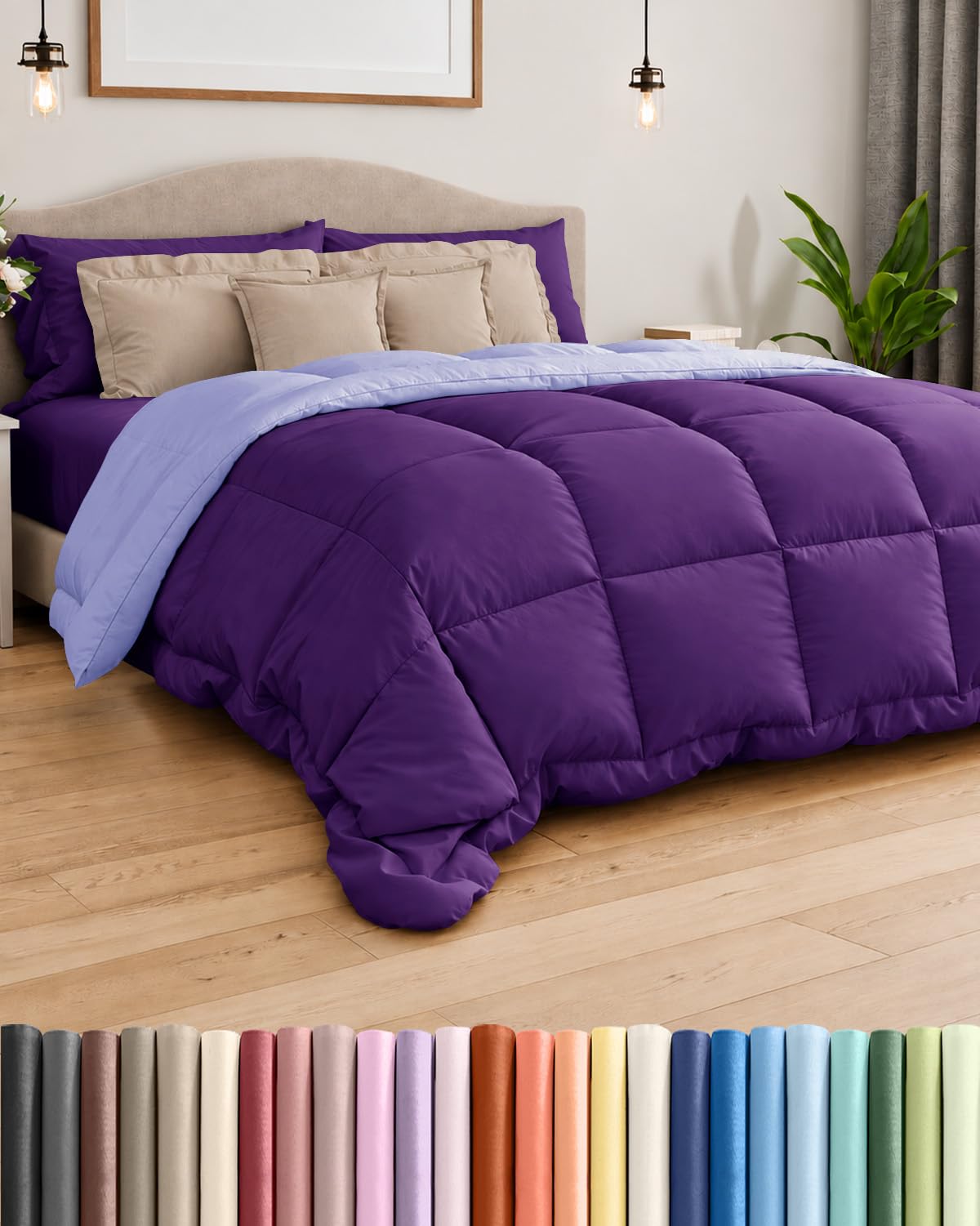 Comforter Cal King - Reversible Comforter - Purple &amp; Lavender, 102" x 96"