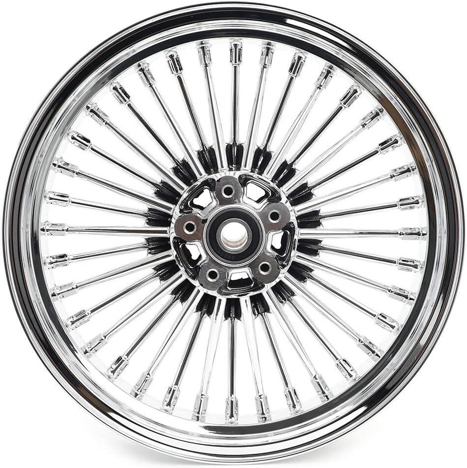 TOFR 21x3.5 Front 16x3.5 Rear Wheels Rims Fat Spoke Chrome Dual Disc For Harley Touring Bagger 1984-2008 FLHR Road King FLHRS Custom FLHRC Classic FLHX Street Glide FLHT Electra Glide FLTR Road Glide