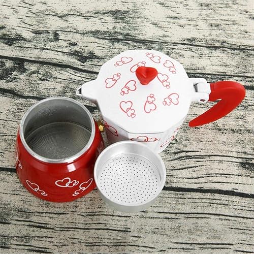 Miniatura 4 de Cafetera con estampado de corazón rojo prso y moka de aleación de alunum, moca, puino italiano, latte lano, kit de cafetera para estufa de gas o