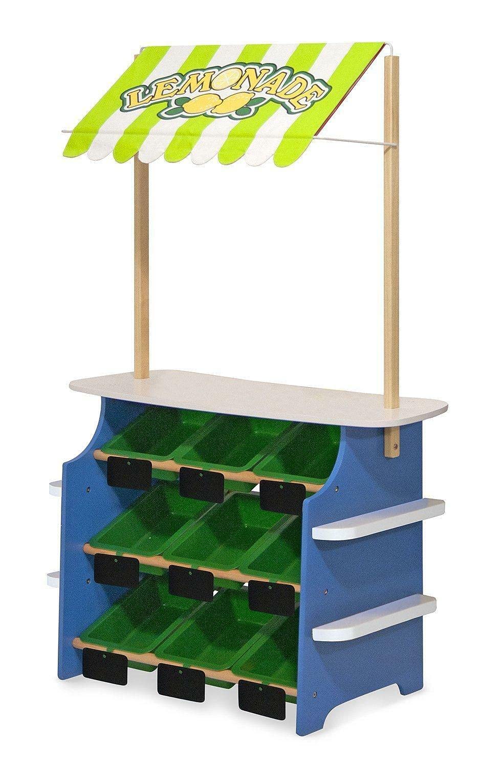 Melissa & Doug Chiosco Multiattività 2 in 1 – Stand di Limonata e Negozio in Legno, Tenda Reversibile, Banco Gioco Educativo, Gioco di Imitazione Montessori, Regalo per Bambini e Bambine, 3+ Anni