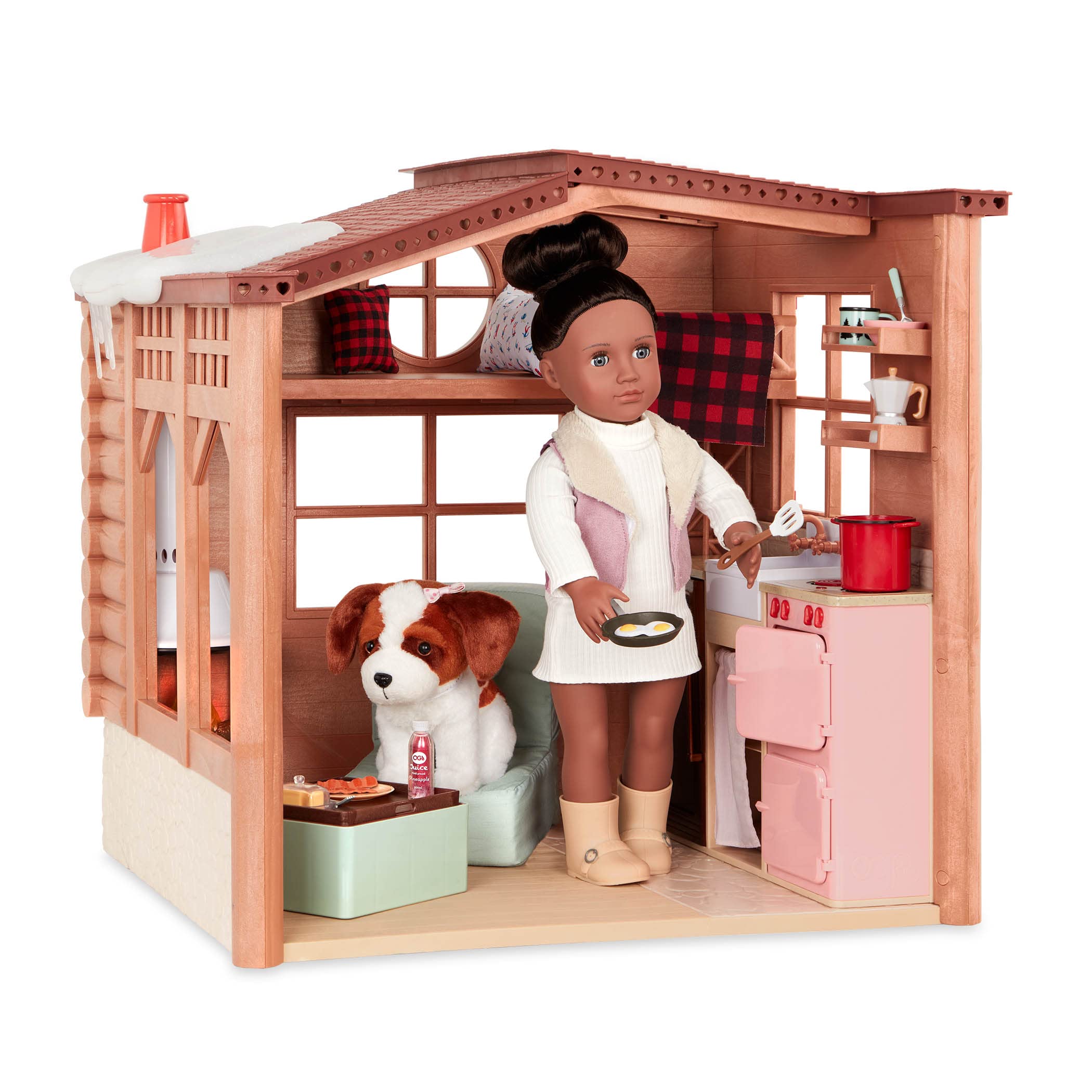 Our Generation - Cozy Cabin 46 cm Doll House - Winter Doll Accessories for Kids Ages 3 and Up, BD37961Z