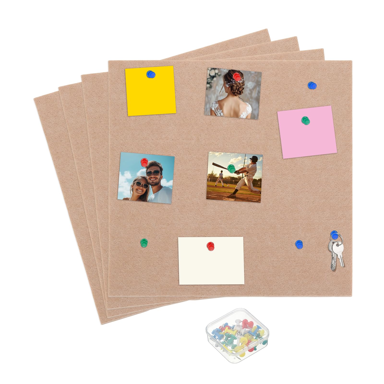 QUARKZMAN 4 Pack 12" x 12" Grand Panneau De Liège Photos Jaune Abricot