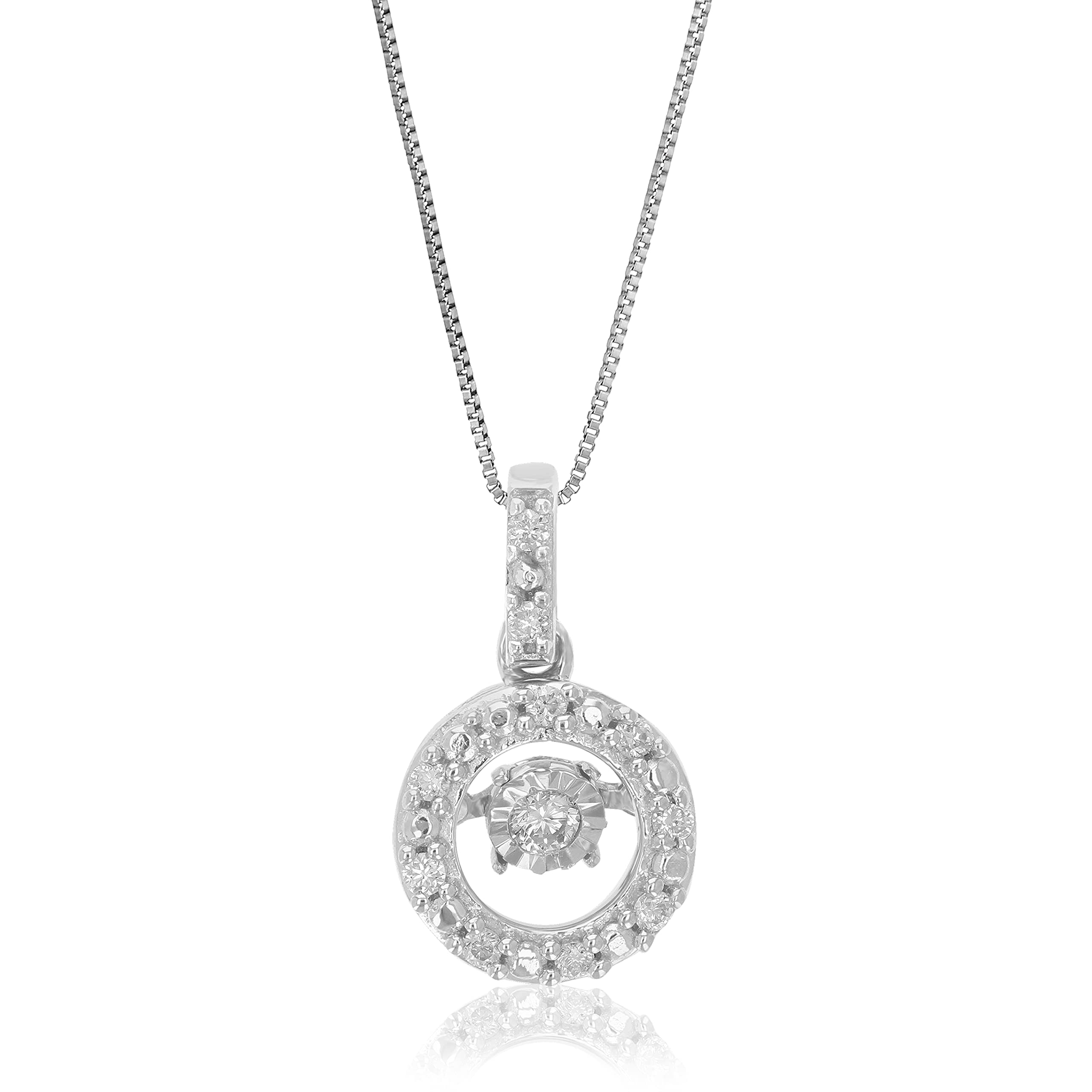 VIR JEWELS1/12 cttw Diamond Pendant Necklace for Women, Lab Grown Diamond Round Pendant Necklace in .925 Sterling Silver with Chain, Size 1/2 Inch, Sterling Silver Diamond Lab Grown Diamond, Diamond