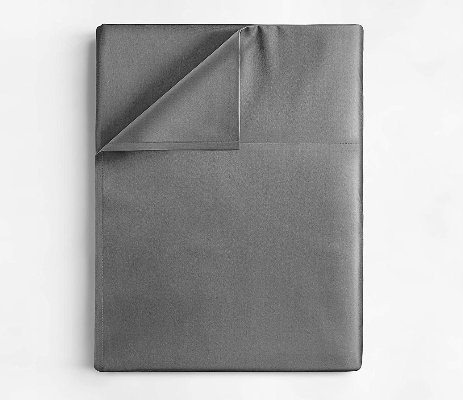 Drap plat 400 fils King size gris foncé anti-pilling pour grand lit