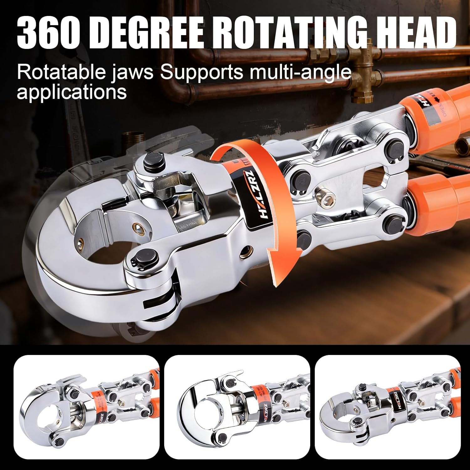 HZLZRZ Copper Pipe Crimping Tool Kit, 3 Die Set for 1/2" 3/4" 1" Pipes, Pro Press Style Crimper with Pipe Cutter, Handheld Pipe Crimper Tool for Plumbing (MCT-1632)