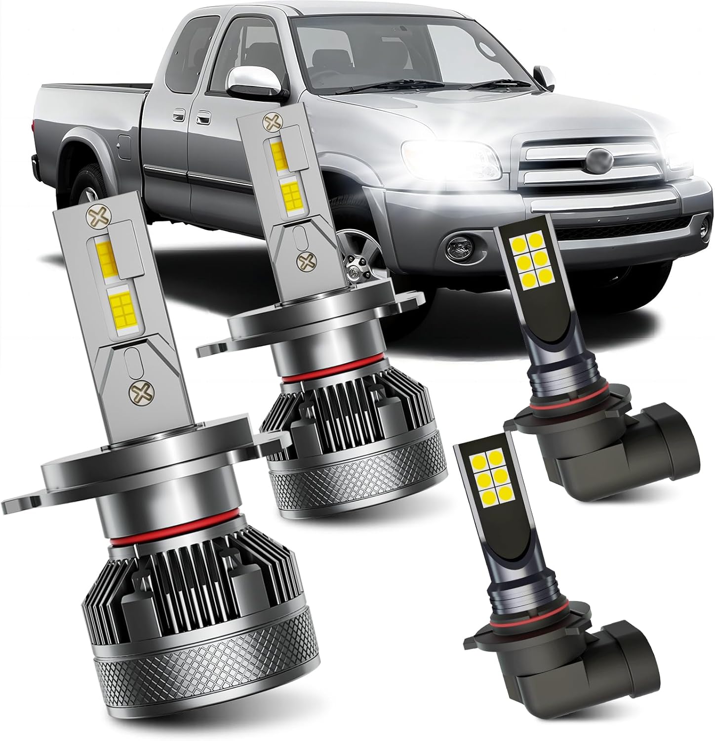 AWALITED Fits for 2000-2006 Toyota Tundra High Low Beam Fog Lights Bulbs Combo Pack, 6000K White Plug-and-Play Super Bright Light Bulbs, Pack of 4