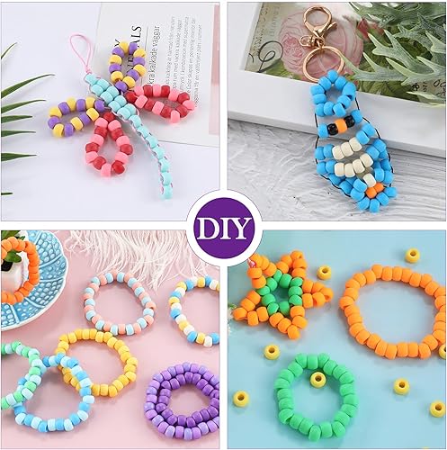 Miniatura 3 de Cuentas de poni de 0.354 in, más de 4500 piezas de cuentas de pony Kandi surtidas de arcoíris, juego de manualidades para hacer pulseras, kit de