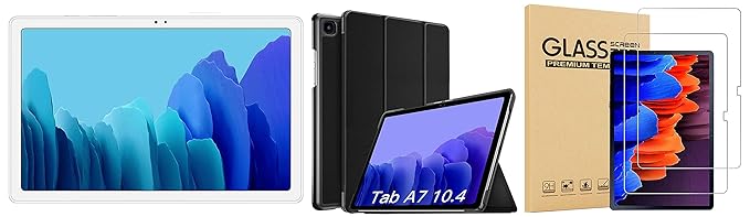 Samsung Galaxy Tab A7 LTE 3 GB RAM 32 GB ROM 10.4 inch with Wi-Fi+4G Tablet (Silver) + Cover + 2 Pack Tempered