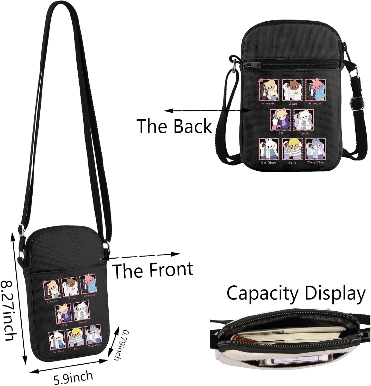 TSOTMO Korean Group Merch Cartoon Member Gift for Music Lover Boys Group Crossbody Bag Gift for Band Fans - Image 4