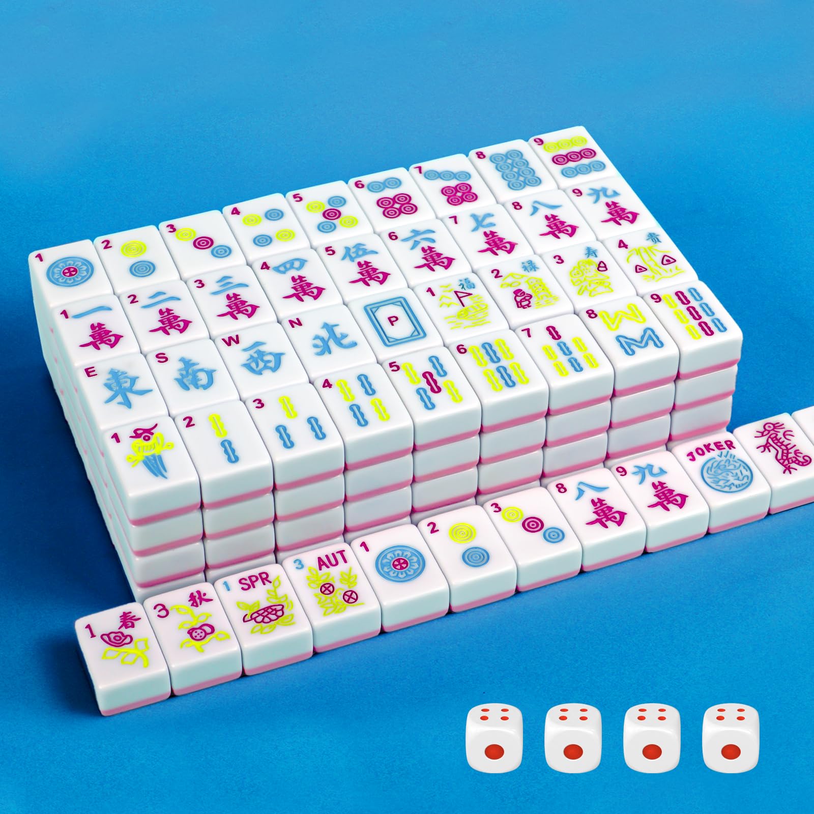 Photo 1 of ***MISSING PARTS**GUNEDD American Mahjong Tile Set 166 Tiles 1.2-inch Mahjong Game Set with 4 Dice? (Pink)