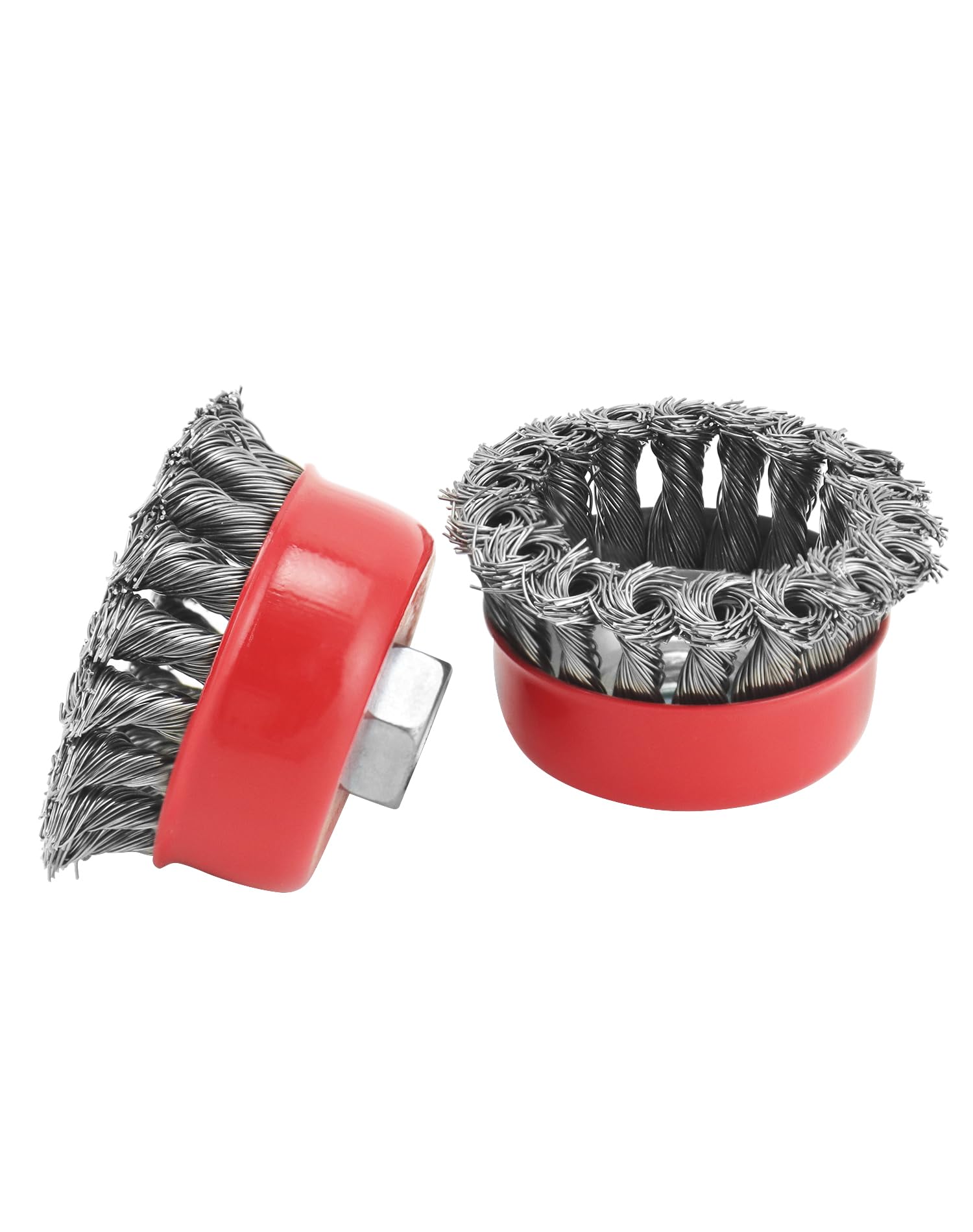 Knotted Wire Brush,3 Inch Twisted Wire Wheel Brush With 1/4" Shank For Polishing Cleaning Removing Paint, Rust And Corrosion