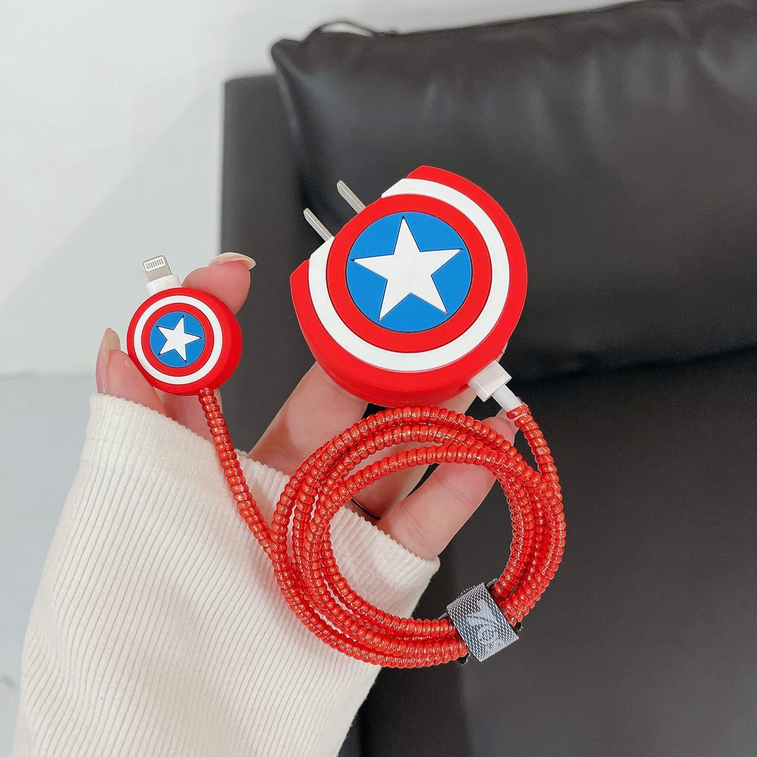 wei international Silicone Charger Case Cover with 360-degree Full Protection Heart Design Suitable for iPhone for 18-20W USB-C Power Adapter Charger Cover (Captain America) (B0CRVCGFHM) Amazon Price History, Amazon Price Tracker
