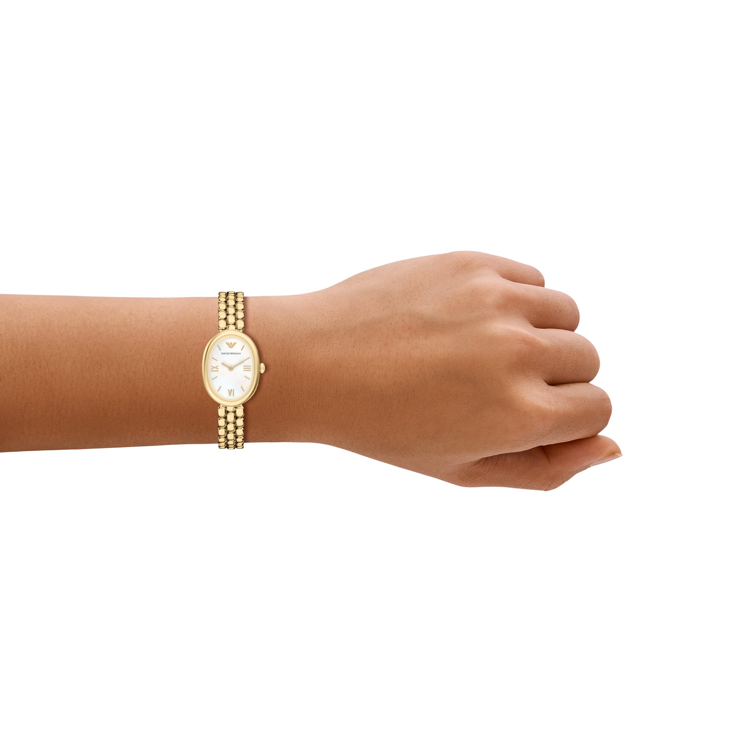 Emporio Armani Mujer Reloj de 28MM de Acero Inoxidable Tono Dorado, AR11777