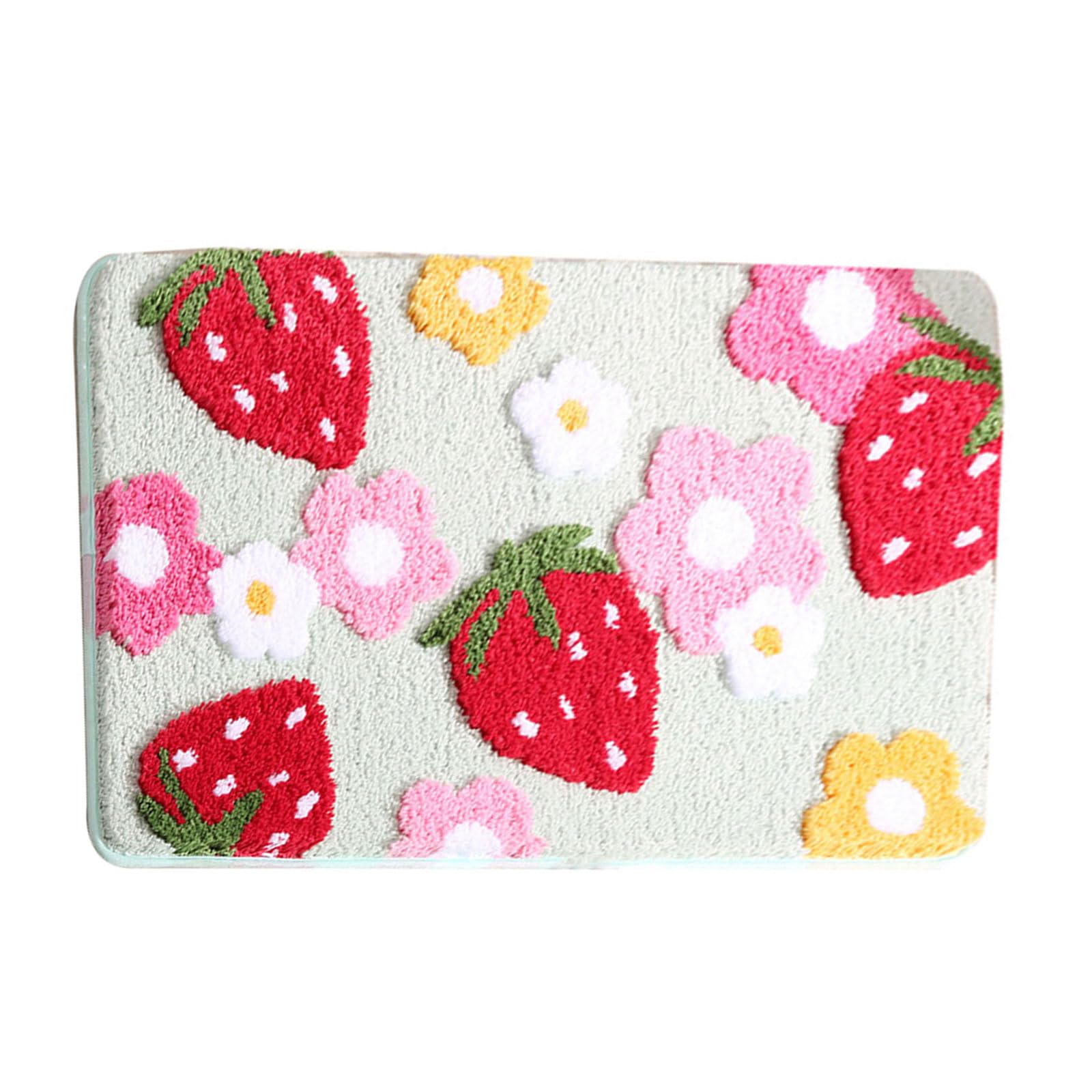 Generisch Tappetino da bagno con motivo floreale di fragole, morbido tappeto da bagno con fondo antiscivolo, decorazione facile da pulire, comodo tappeto da bagno