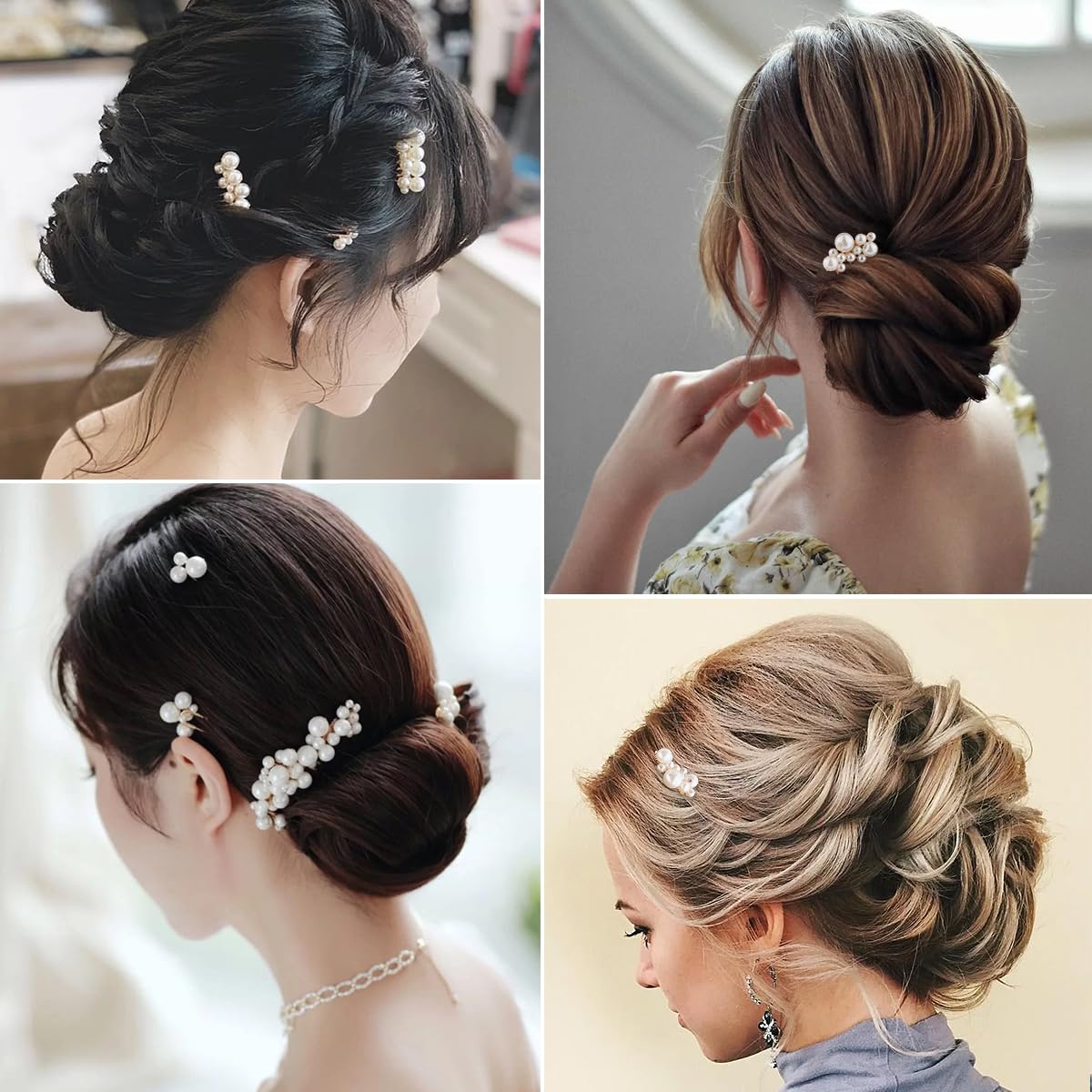10PCS Gold Wedding Bridal Hair Combs Pearl Hair Pins Clips Vintage Hair Headpiece Jewelry for Bridesmaids Brides Flower Girls Hair Accessories