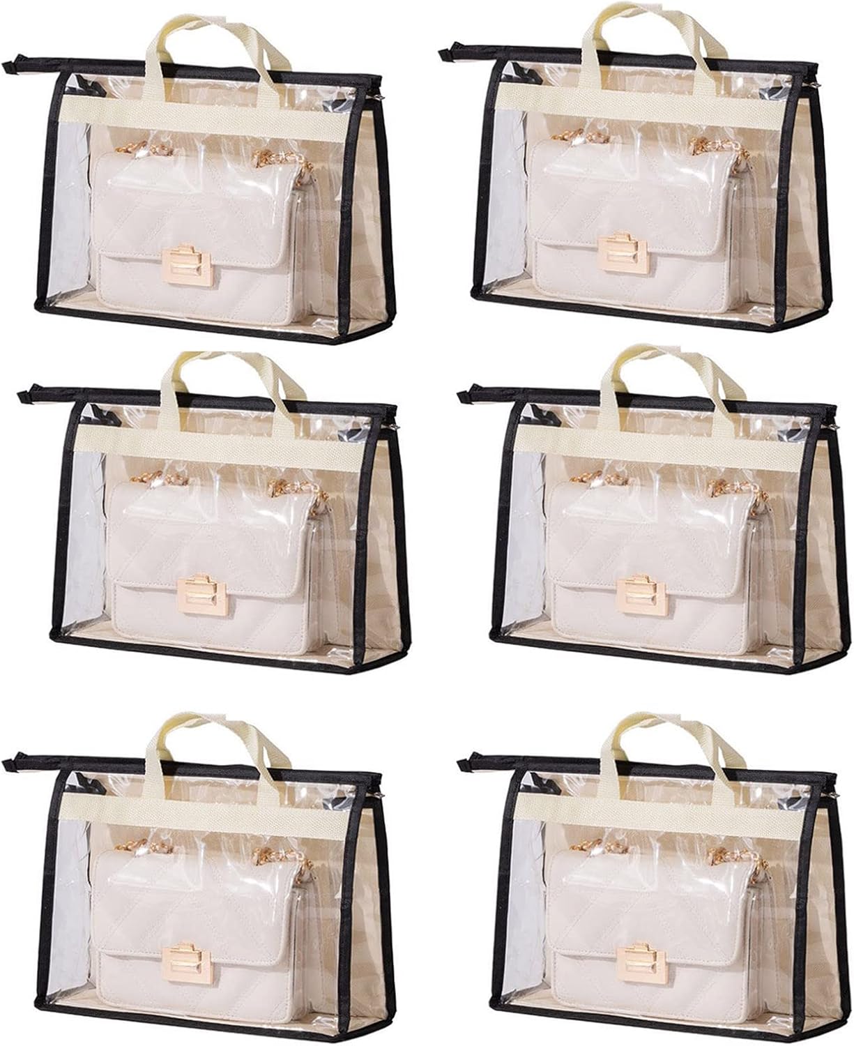 Dust Bags for Handbags - Purse Storage Organizer for Closet Moistureproof and Dustproof Cover Hanging with Zipper and Handle (Brown-XXL)