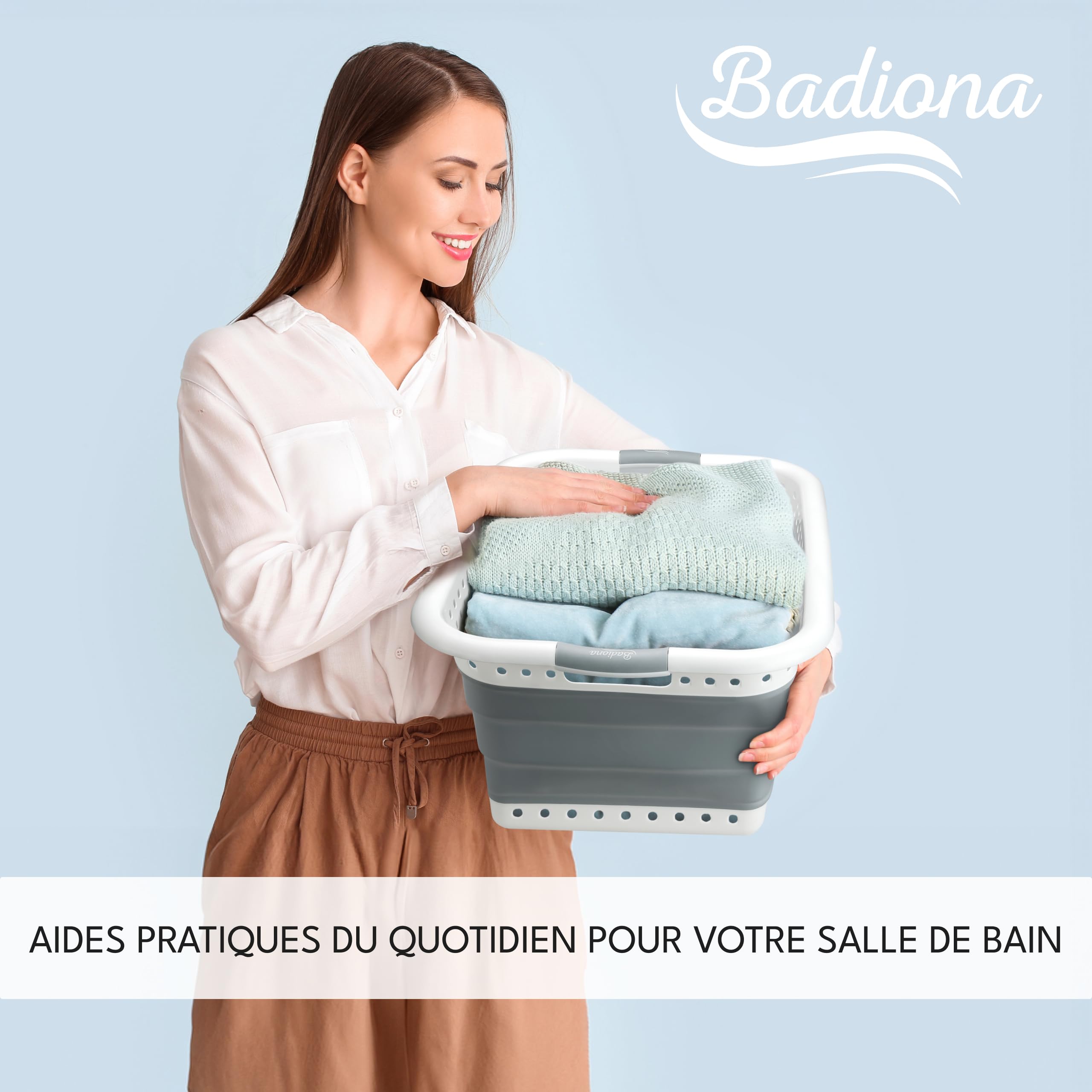 Lot de 2 Panier a linge pliable plastique - 2x 36 litres | Usage Universel I à linge pliables I Bassine linge retractable I Paniere retractable Laundry basket Panière pliante Corbeille
