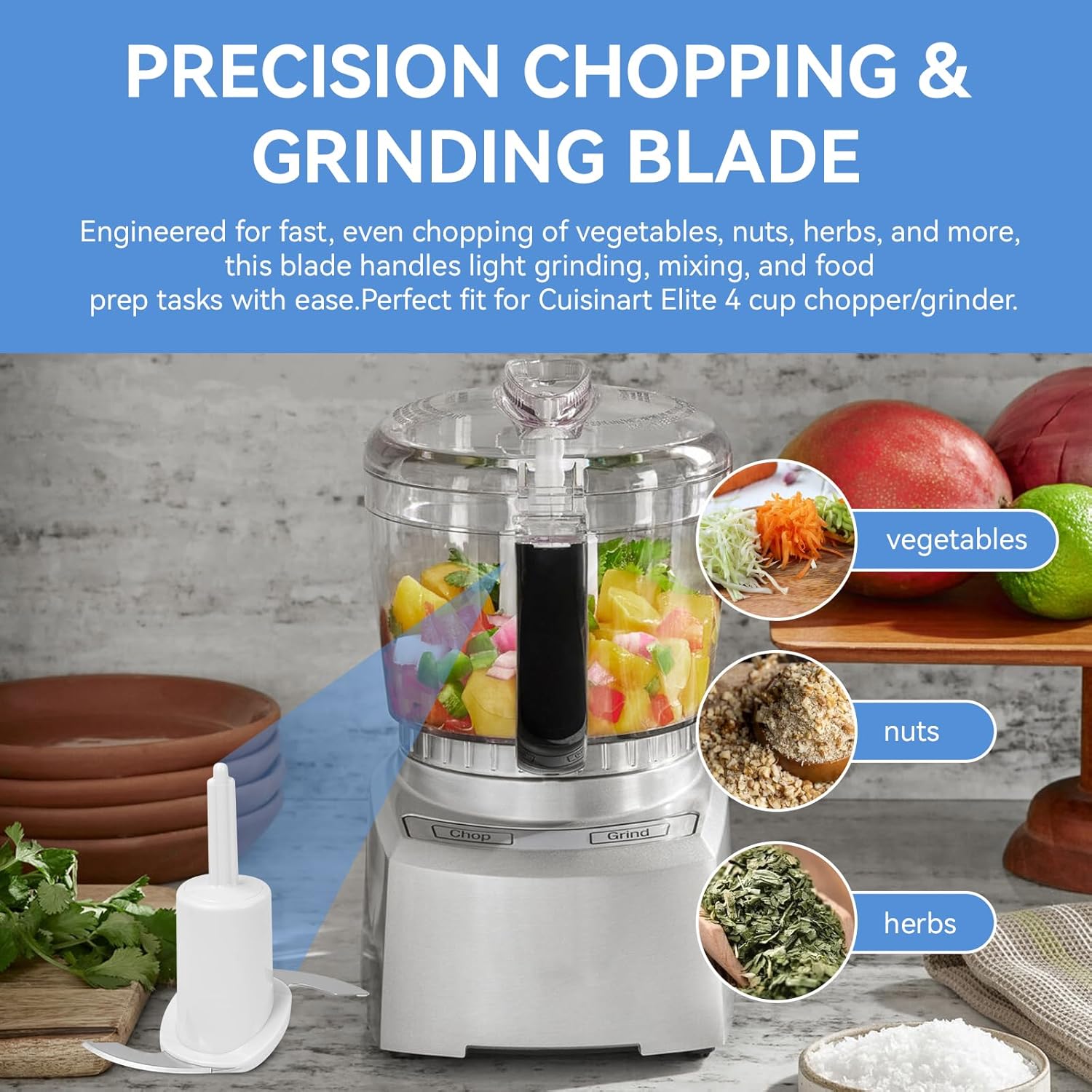 CH-4CB Chopping Blade for Cuisinart Blade Replacement Parts, Food Processor Blade Fits for Cuisinart 4 Cup Chopper/Grinder CH-4, CH-4BK & CH-4DC Only