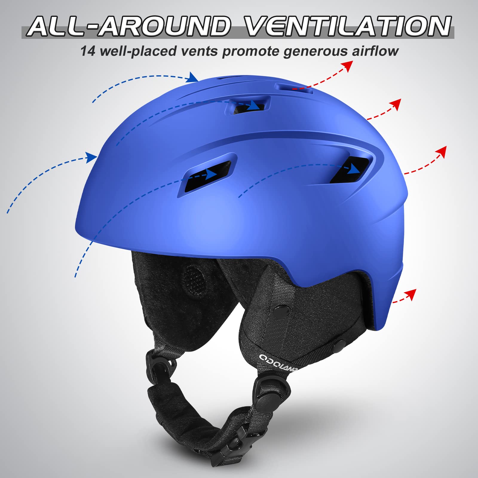 Odoland Kit di Casco Sci con Maschera Sci, Casco Snowboard per Uomo Donna Adolescenti, Casco Ski Regolabile e Occhiali Sci UV400 Proteczione, per Sport Invernali All'aperto