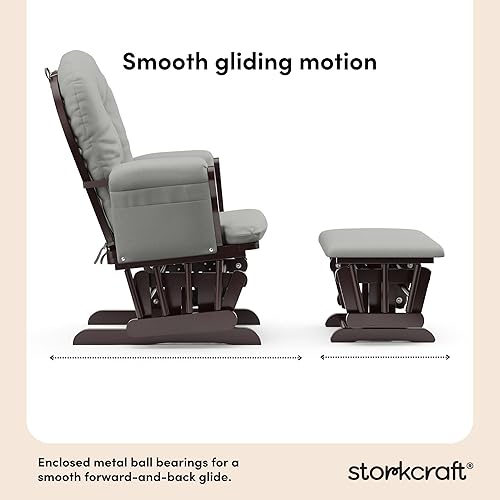 Miniatura 5 de Storkcraft - Mecedora y otomana, con cojines acolchados con bolsillo de almacenamiento, rodamientos de bolas de metal cerrados para un movimiento de