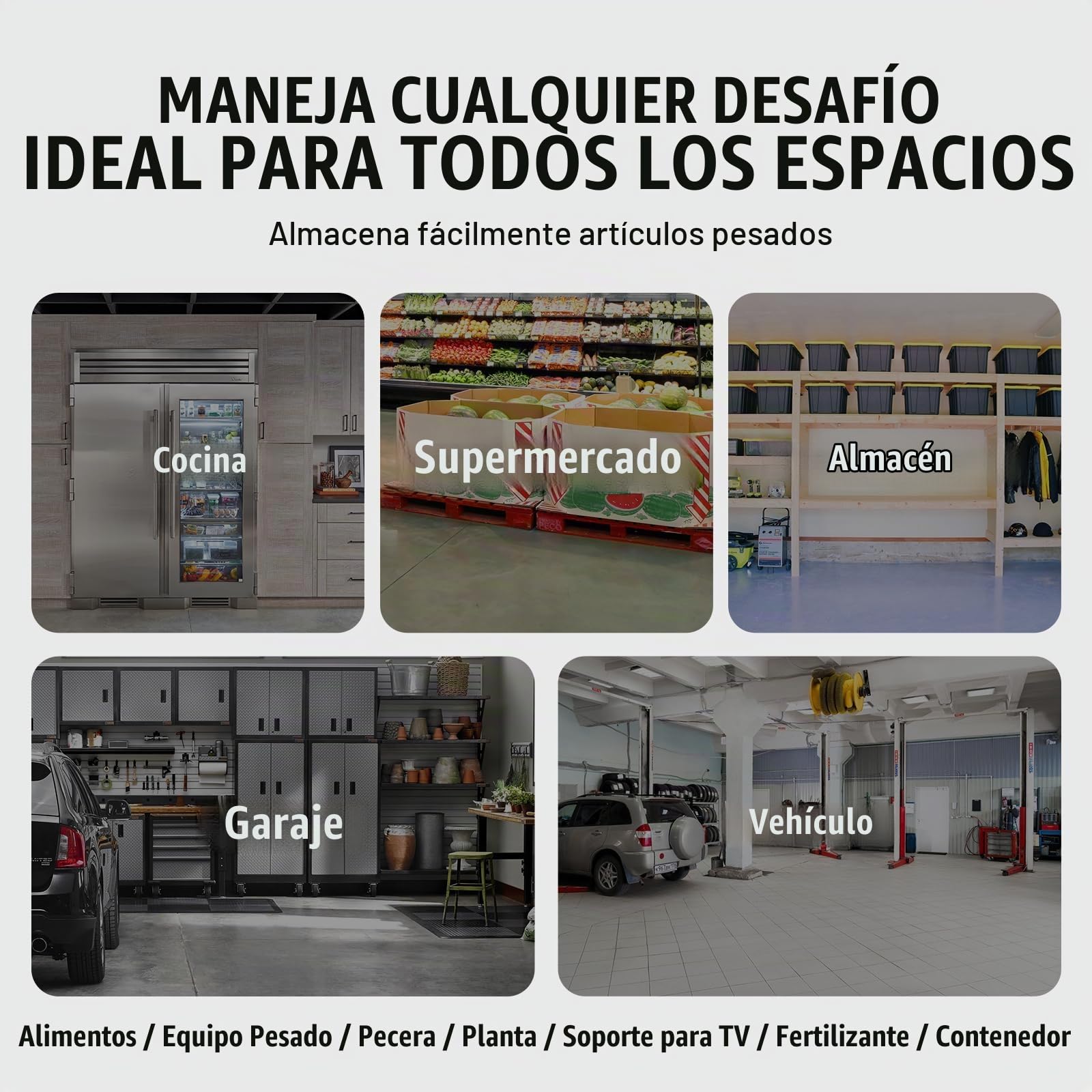 VEVOR Estante de Estiba de Aluminio 121,9x50,8x20,3 cm Estante de Almacenamiento Comercial Carga de 454 kg Fácil Montaje para Almacenamiento de Alimentos en Suelo, en Restaurantes, Cocinas, Garajes