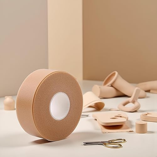 Rollo de vendaje de piel de topo, color amarillo y marrón para pies, con plantillas adicionales, cinta acolchada de tela resistente para fricción de