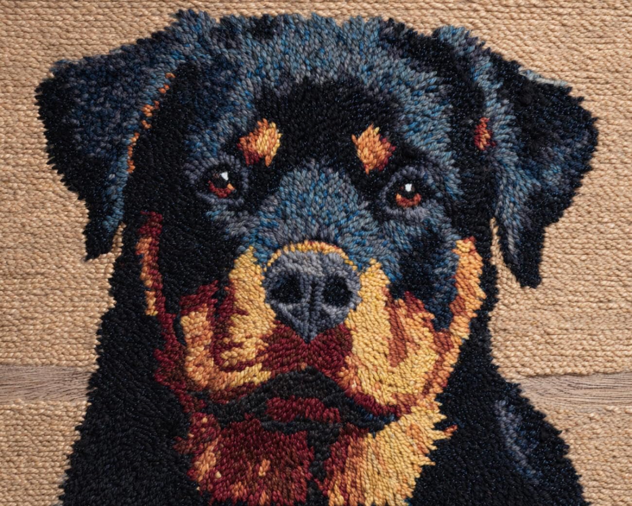 Henypt DIY Latch Hook Rug Kits Cartoon Rottweiler 55x75cm