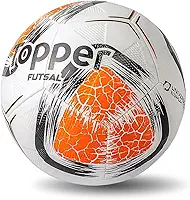 Bola de Futsal Topper Salão Quadra Futebol Indoor Tamanho Padrão Oficial Adulto Juvenil Jovem Masculino Feminino Profissional Colada Resistente Branca e Laranja Edição Especial - Exclusiva
