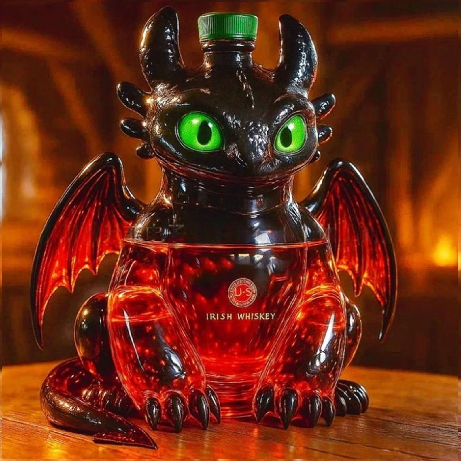 karafka, 300 ml 3D latający dinozaur, figurka-dekanter do whisky, szklane ozdoby na butelki(C)