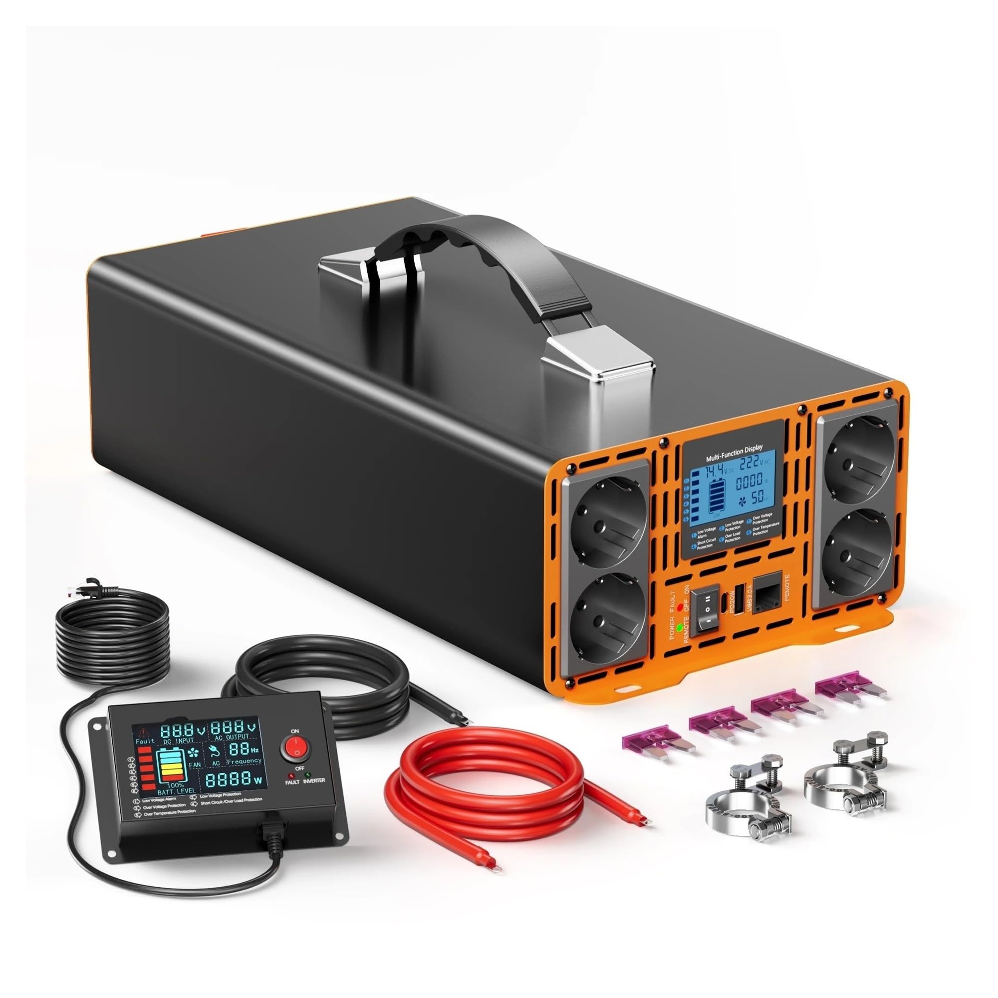 Auto Convertitore Potenza Inverter Onda Sinusoidale Per Pura Alta Potenza 8000W 10000W 12000W 24V 48V Display Esterno Presa Europea Remota Uscita Stabile Resistente