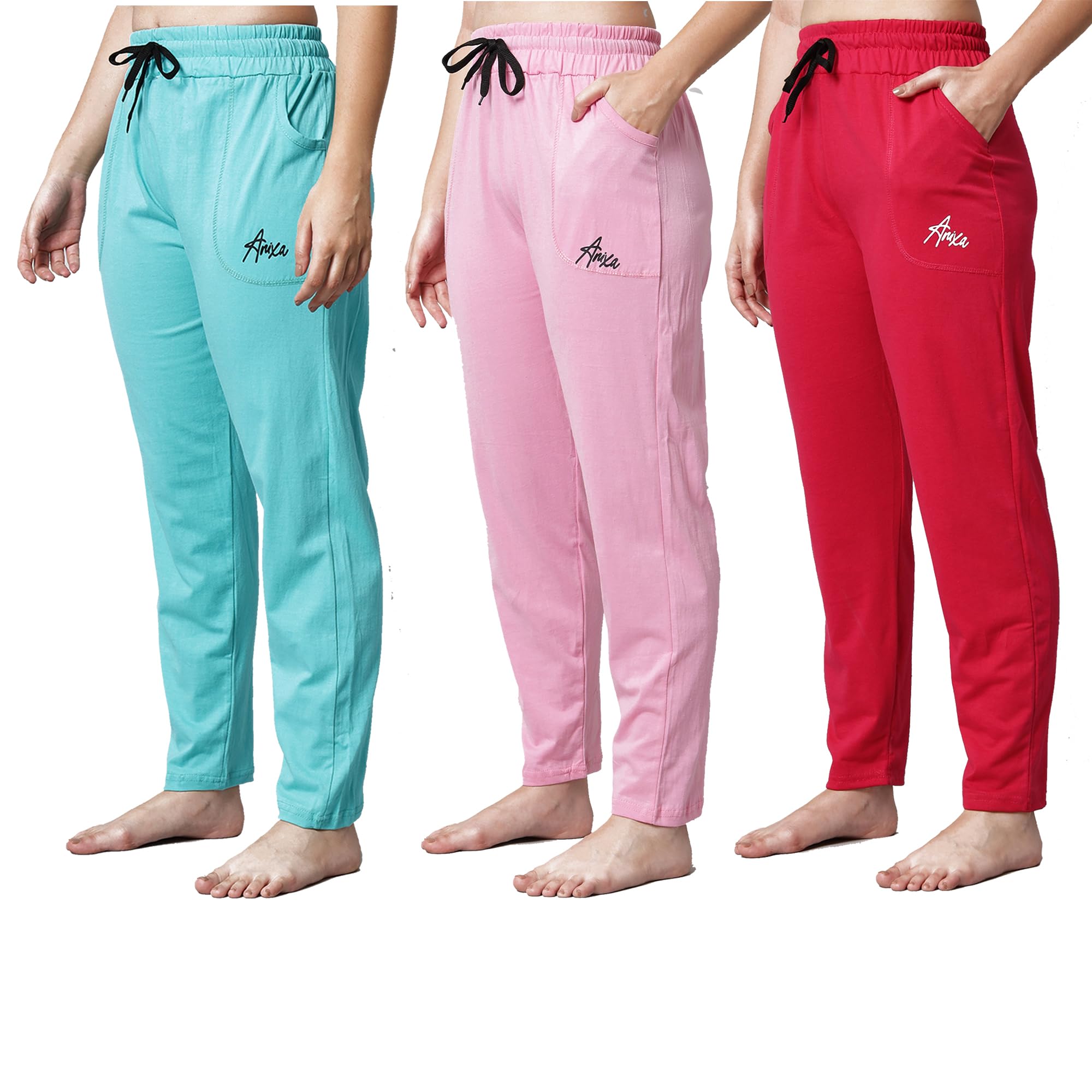 anixa Women's Cotton Solid Pyjama/Night Lounge Pants - Pack of 3-picture-24