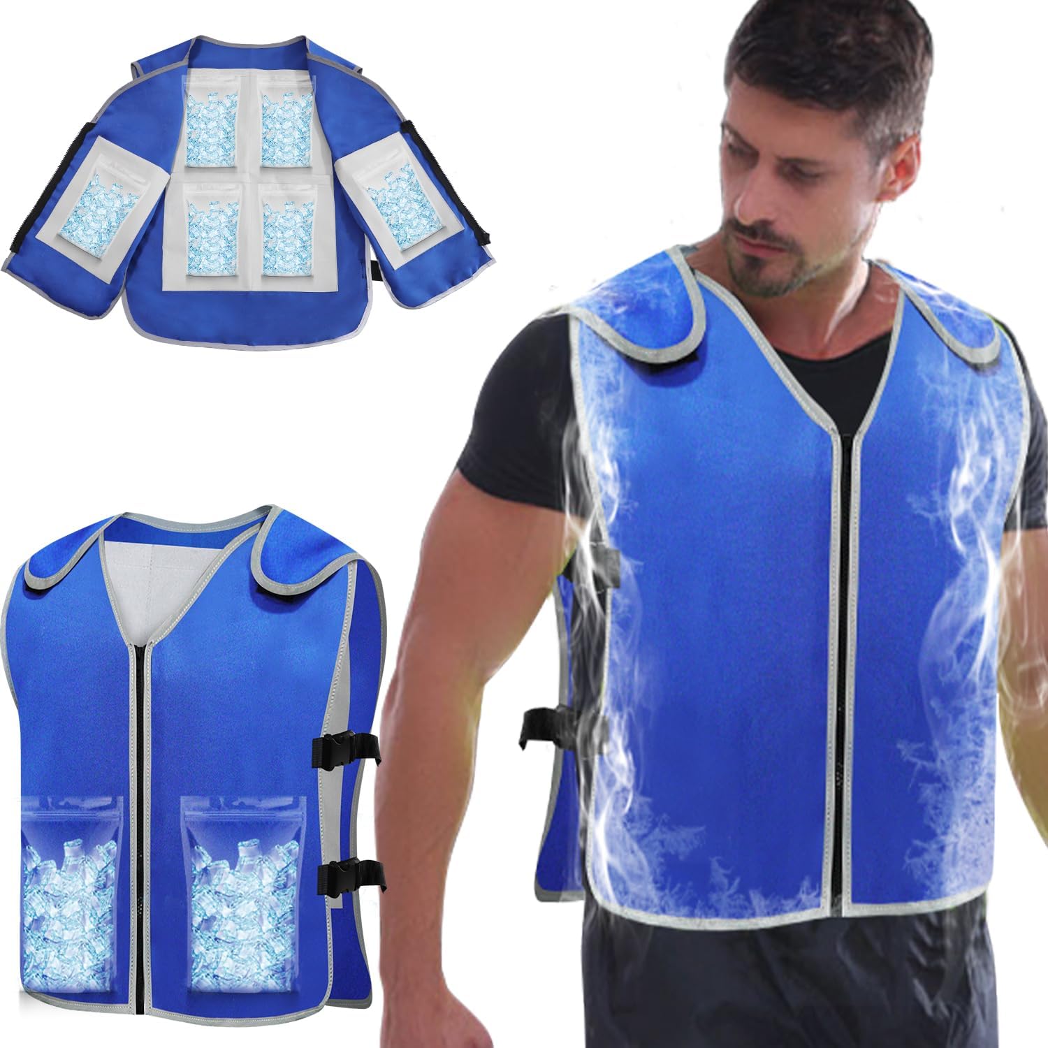 NJDGF Cooling Vest with 20 Reusable Ice Packs - Adjustable Body Cool Vest for Men Women in Hot Summer Weather
