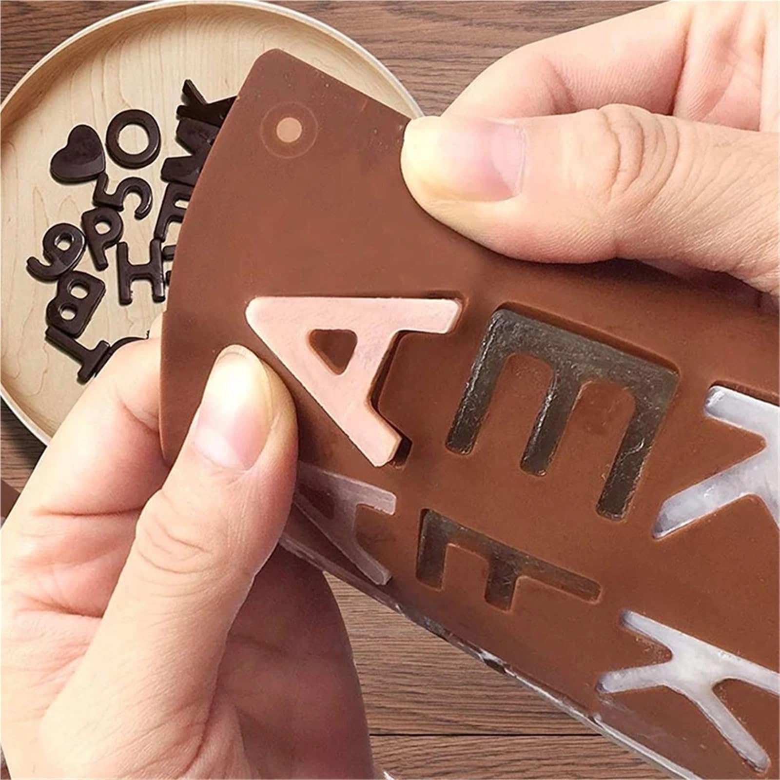 Juego de 3 moldes silicona for chocolate con 26 letras y números del alfabeto. Ideales for decorar galletas Para Repostería Y Postres