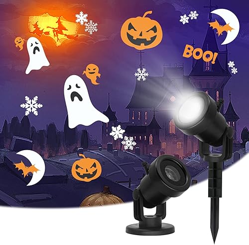 Luces de proyector LED, decoraciones de Pascua, lámpara giratoria para exteriores e interiores, proyector de copo de nieve de Halloween con 12