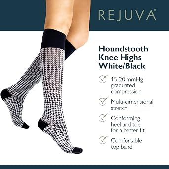 Rejuva Houndstooth 15-20 mmHg Graduated Compression Socks for Men & Women