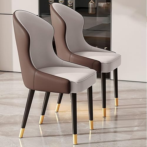 Miniatura 29 de JKGHK Dining Chairs Set of 2, Leather Living Room Chair, Upholstered Kitchen Chairs with Backrest, Armless Side Chair with Metal Leg, for Kitchen,