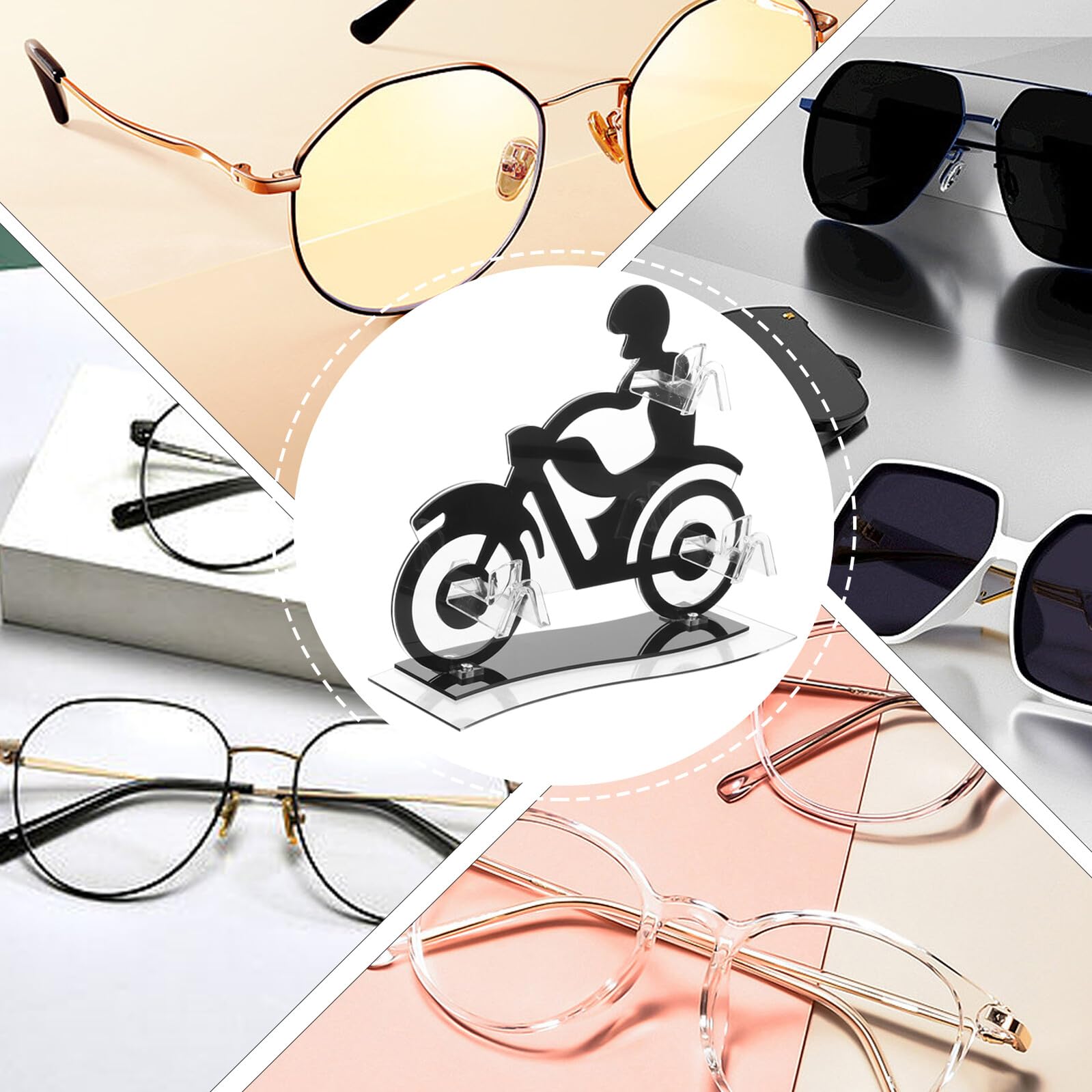 Soporte Acrílico para Gafas de Sol con Diseño de Motocicleta Organizador de Gafas de Escritorio para Exhibición y Almacenamiento Soporte Estable Casa o Tienda
